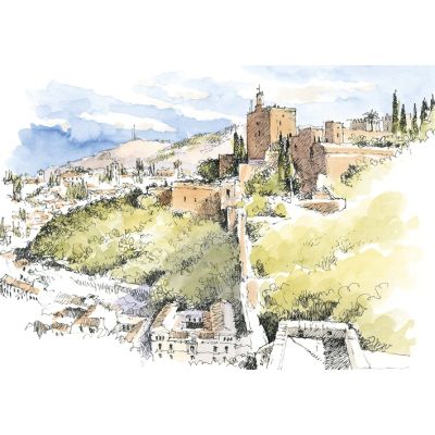 Postal La Alhambra. Vista general